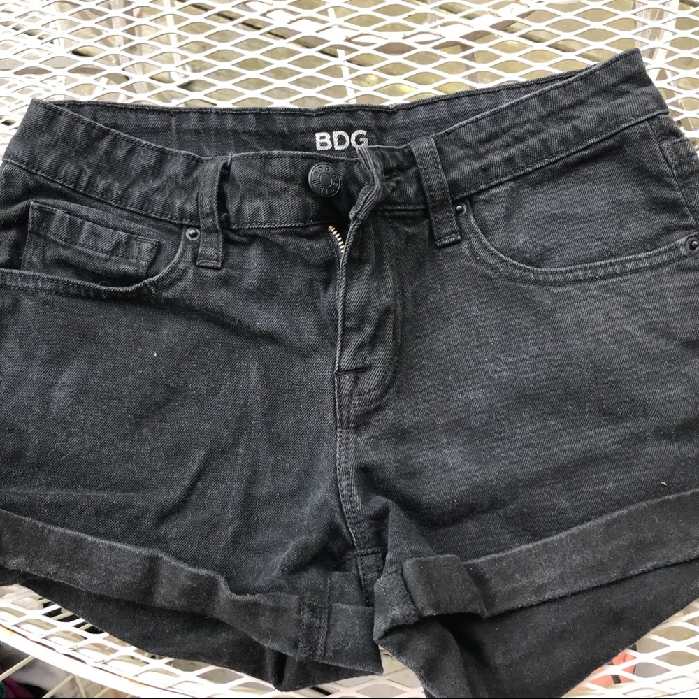 BDG brand mid rise shortie black denim shorts